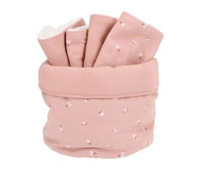 Basket with Personalized Petite Fleur Rose Burp Cloth