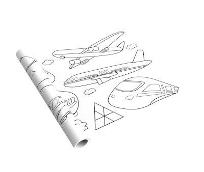 Giant Colouring Scroll Vehicles