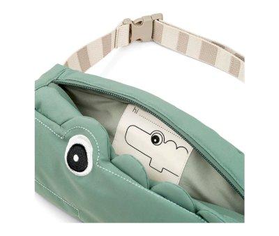 Bolsa tiracolo acolchoada Green Croco Personalizvel