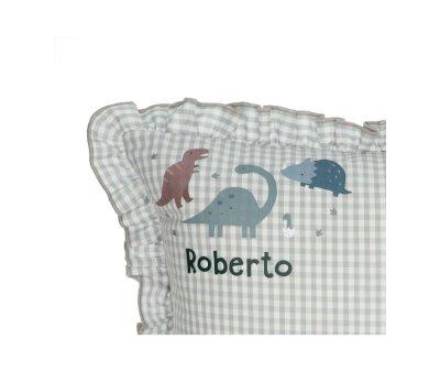 Cuscino con Volante Vichy Dinos World Personalizzabile