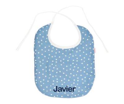 Cotton Bib Mini Star Blue Personalised
