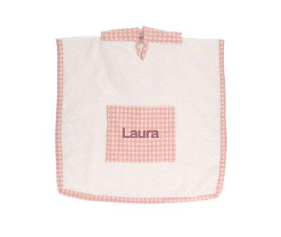 Poncho rose Vichy personnalisable