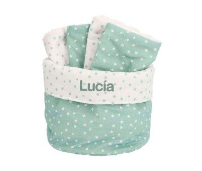 Basket with Mini Star Green Dribble Bib Personalised