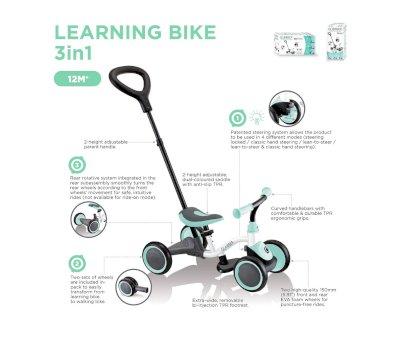 Bicicleta de aprendizagem 3 em 1 Rosa pastel