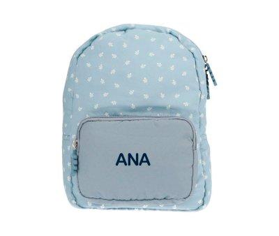 Mochila Infantil Acolchada Leaves Blue Personalizable