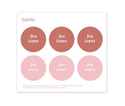 6 adesivos redondos para objetos Rosa