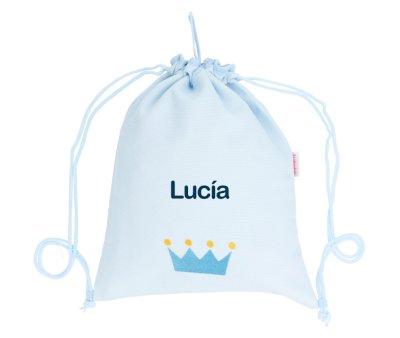 Mochila Saco Personalizada Piqu Corona Azul