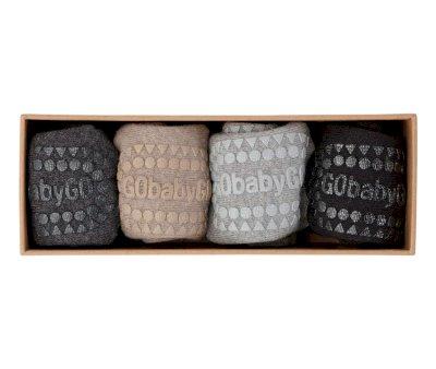 Combo Box Socks semelle antidrapente gris fonc mlang, sable, gris mlang, noir