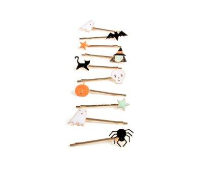 10 Enamel Hair Clips Halloween