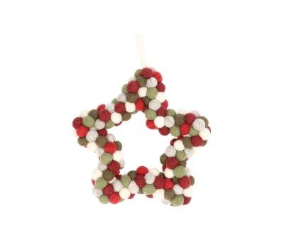 Christmas Ornament Wreath Star Pompoms Claus