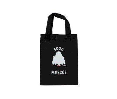 Black Halloween Trick or Treat Bag Personalised