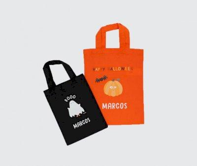 Black Halloween Trick or Treat Bag Personalised