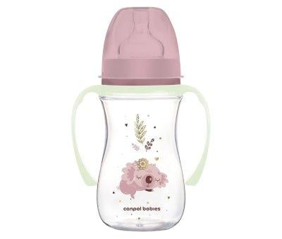 Baby Bottle with Fluorescent Handles Sleeping Koala Pink 240 ml Personalised