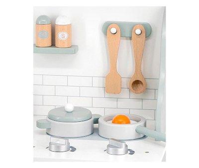 Wooden Kitchen with Pastel Green Accessories
