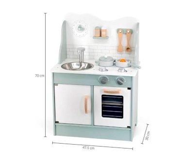 Wooden Kitchen with Pastel Green Accessories