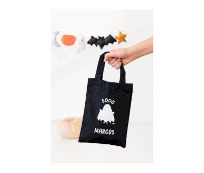 Black Halloween Trick or Treat Bag Personalised
