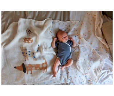 3 Muslins Little Mateys Royal Blue Bamboo 80 cm