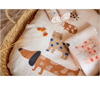 3 Muslins Little Mateys Spicy Orange Bamboo 80 cm