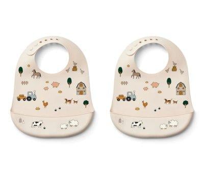 2 Silicone Bibs Tilda Farm/Sandy