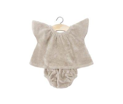 Top e Culotte Bambole Minikane Velluto Grigio Perla