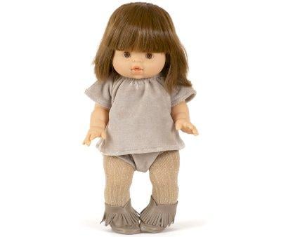 Top e Culotte Bambole Minikane Velluto Grigio Perla