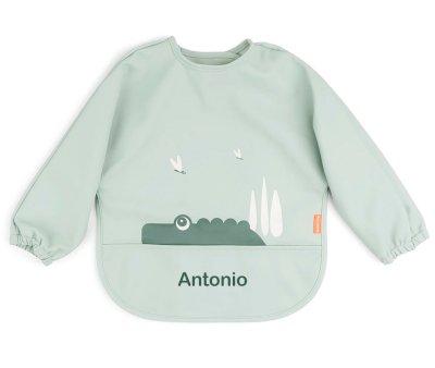 Bib with Sleeves Croco Green 6-18m Personalised
