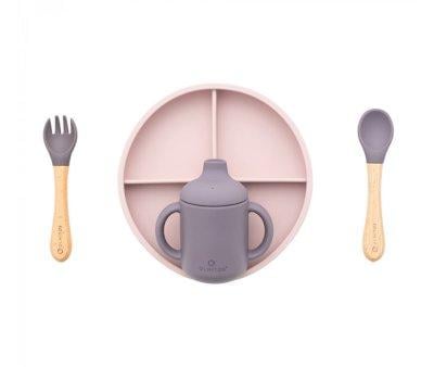 Dinnerware 5 Pieces Silicone Pink