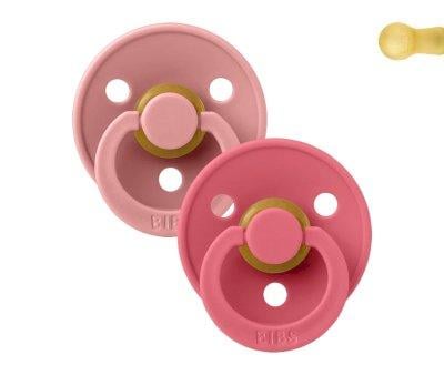 2 Chupetes BIBS Colour Round Dusty Pink/Coral