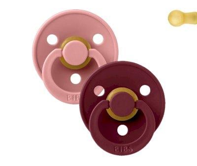 2 Chupetes BIBS Colour Round Dusty Pink/Elderberry