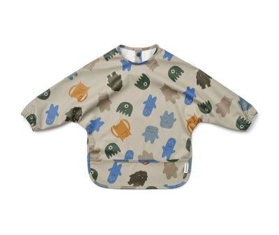 Bib with Sleeves Monster/Blue Mix