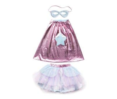 Tutu, Cape and Mask Super-Duper Metallic Pink/Light Blue 4-6 years