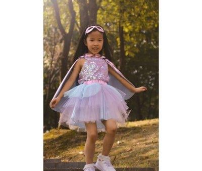 Tutu, Cape and Mask Super-Duper Metallic Pink/Light Blue 4-6 years