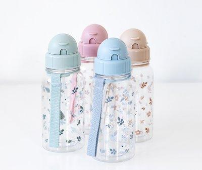 Botella Plstico Leaves Blue Personalizable