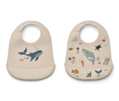 2 Silicone Bibs Tilda Sea Creature/Sandy