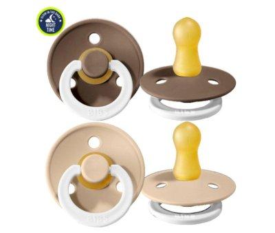 2 Chupetes Nocturnos BIBS Colour Round Vainilla/Dark Oak