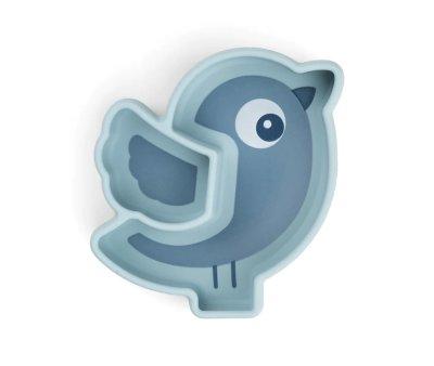 Prato de silicone azul Stick & Stay Snack Birdee