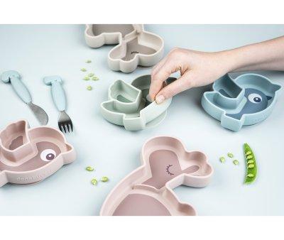 Prato de silicone azul Stick & Stay Snack Birdee