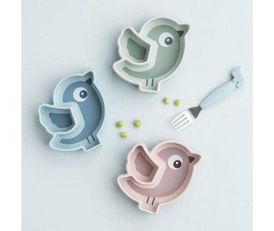 Prato de silicone  Stick&Stay Snack Birdee Powder