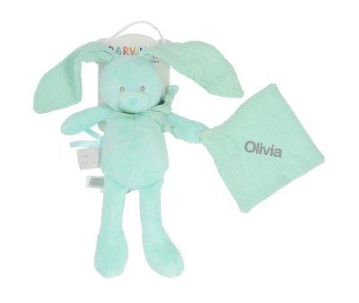 Lapin avec Doudou Diabolo Mint Personnalisable