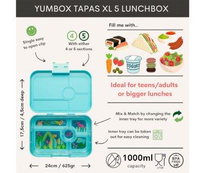 Lunch Box Antibes Blue Lid Tray Jungle Pastel 5 Compartments