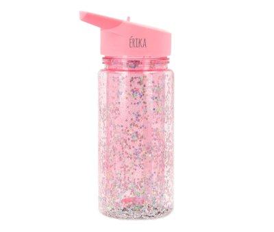 Botella Plstico con Pajita Glitter Stars Gloss Personalizable