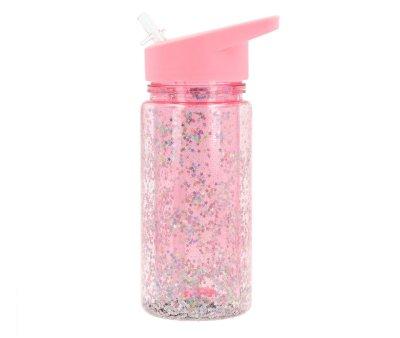 Botella Plstico con Pajita Glitter Stars Gloss Personalizable