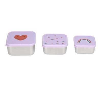 3 Lunch Boxes Steel Happy Lavender