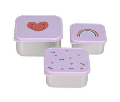 3 Lunch Boxes Steel Happy Lavender