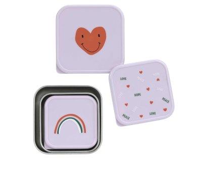 3 Lunch Boxes Steel Happy Lavender