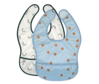 2 Baberos Impermeables Happy Smile Blue