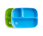 Pack of 2 Compartment Plates Splash Green/Blue