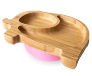 Assiette en Bambou avec Ventouse lphant Rose