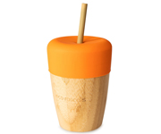 Vaso Bamb Naranja con Pajita