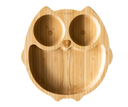 Prato com ventosa de bambu Pink Owl